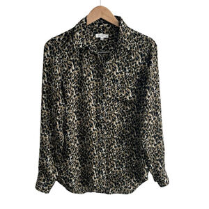 Equipment Leopard Print Button Down Lightweight Blouse